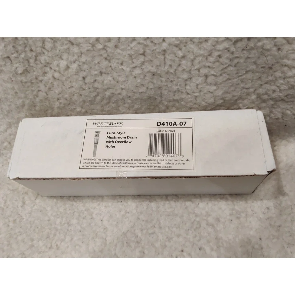 Westbrass D410A-07 Euro Lavatory Drain w/ Overflow Holes - Exposed, Satin Nickel